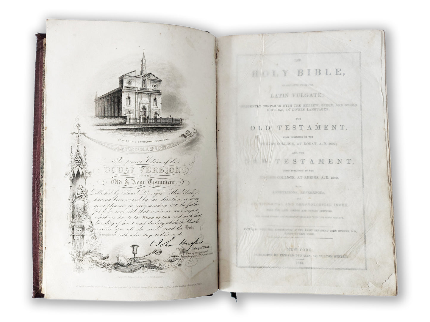 Pub. 1844 - Holy Bible - DOUAY Version of the Old & New Testament by Edward Dunigan, New York