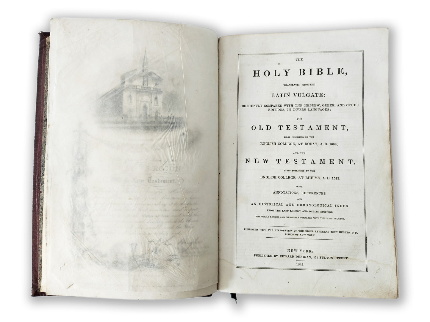 Pub. 1844 - Holy Bible - DOUAY Version of the Old & New Testament by Edward Dunigan, New York
