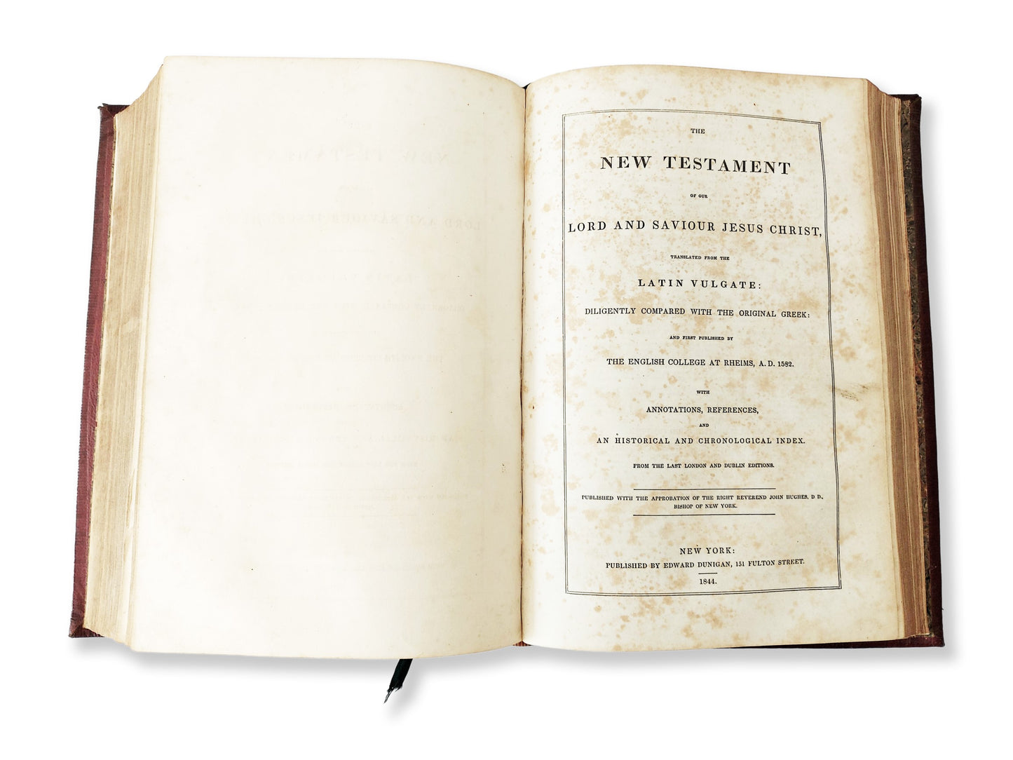 Pub. 1844 - Holy Bible - DOUAY Version of the Old & New Testament by Edward Dunigan, New York